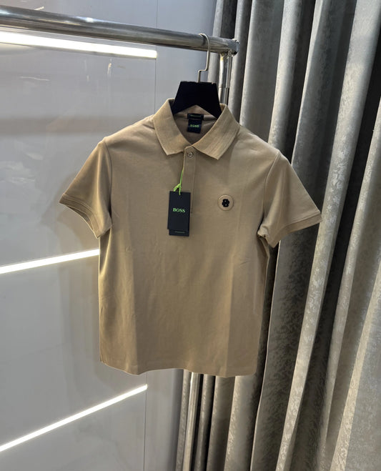 Copy Hugo B0_ss Beige Premium Polo T-Shirt