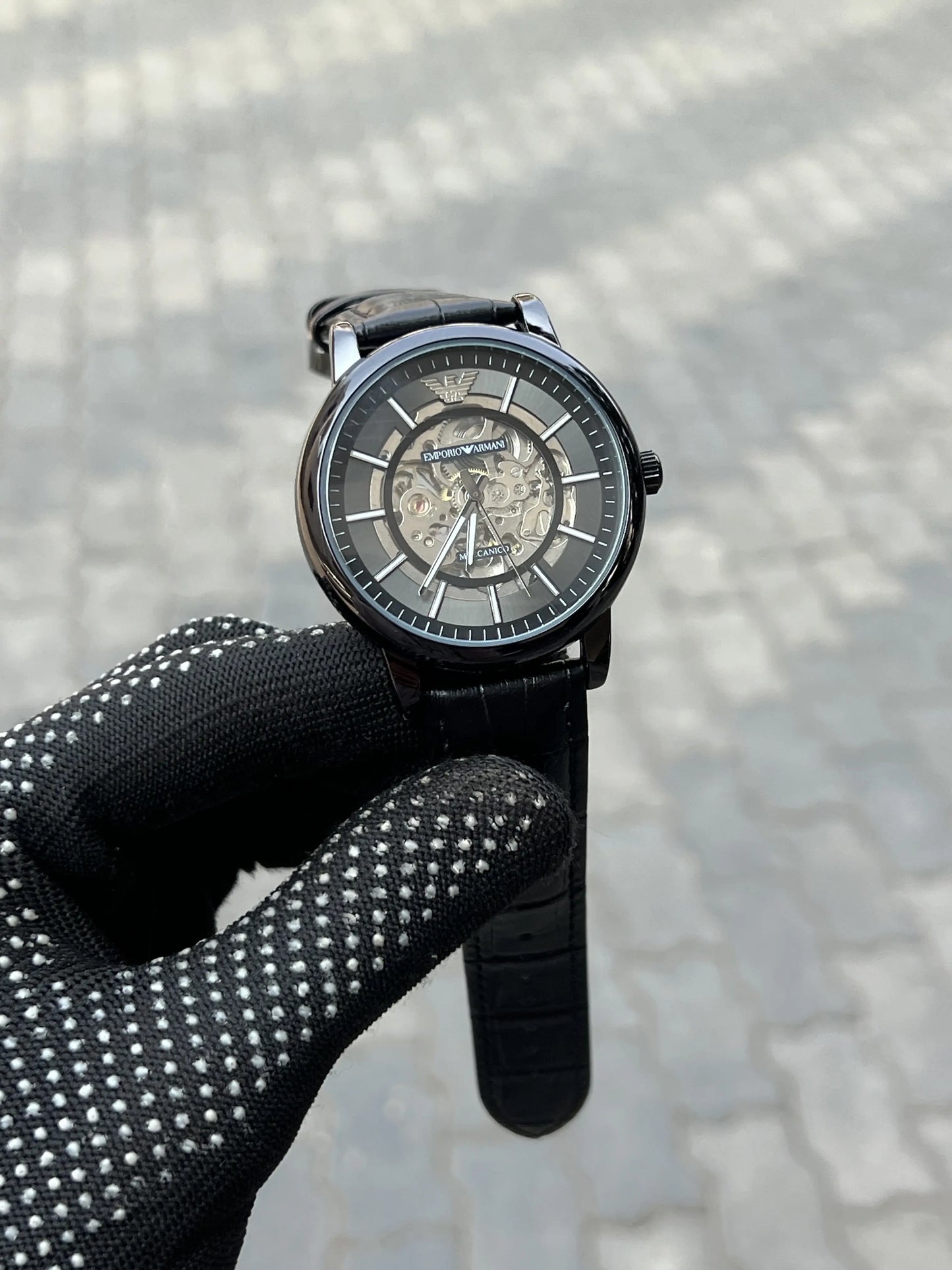 Armani Leather Automatic Black
