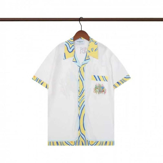Casablanc a White Printed Imported Half Shirt