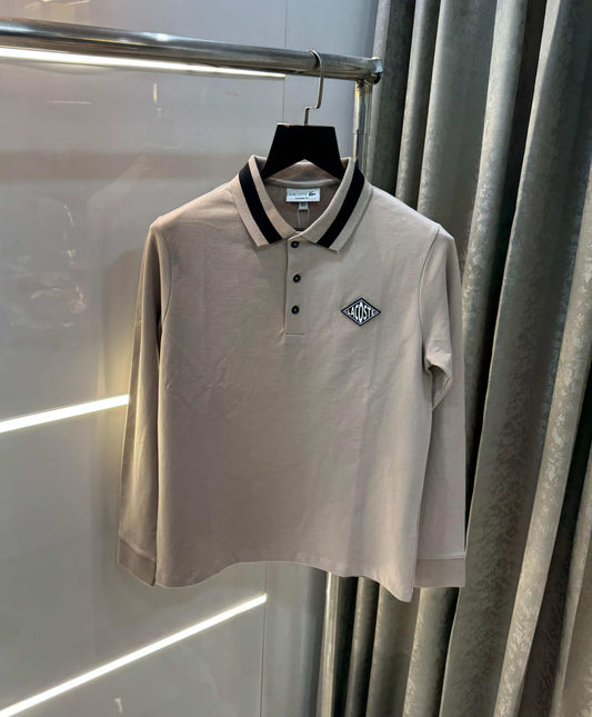 Lacost e Beige Premium Classic Full Sleeves Polo T-Shirt