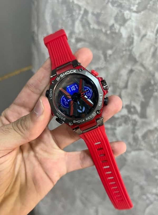 Gshock Red Silicone Strap Analog With Digital Premium Watch
