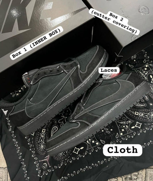 Nike Air Jordan 1 Low X Travis Scott BLACK PHANTOM Heavy Quality