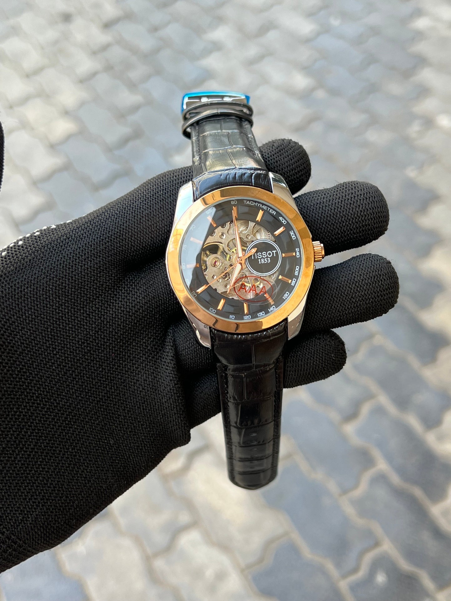 Tissot 1853 Automatic Skeleton Black Gold
