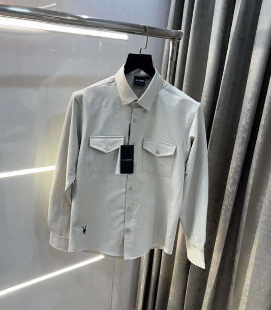 All Saints Cream Imported Cargo Shirt