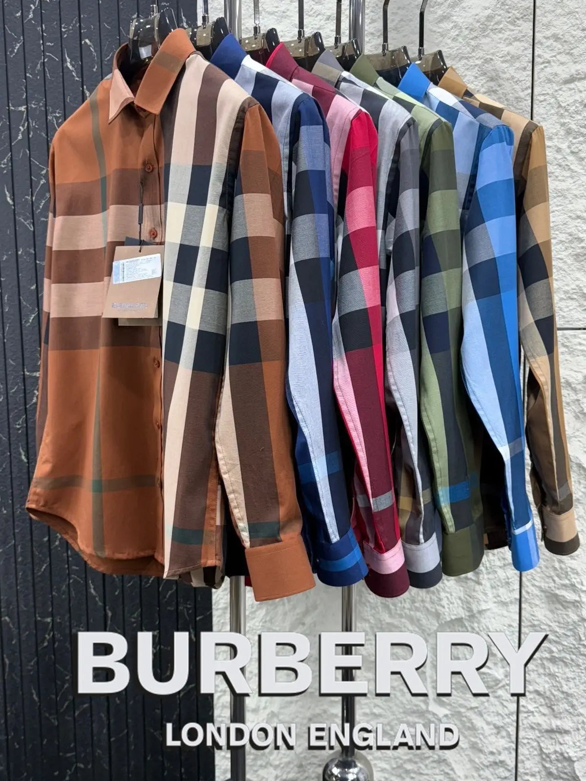 Burberr y 5 Navy Blue Checks Premium Shirt With Original Bo_X Packing