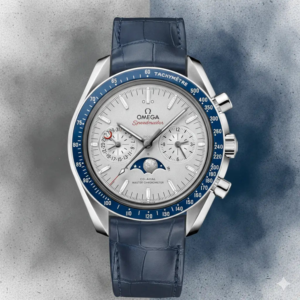 OMEGA SPEEDMASTER MOONPHASE BLUE GRAY