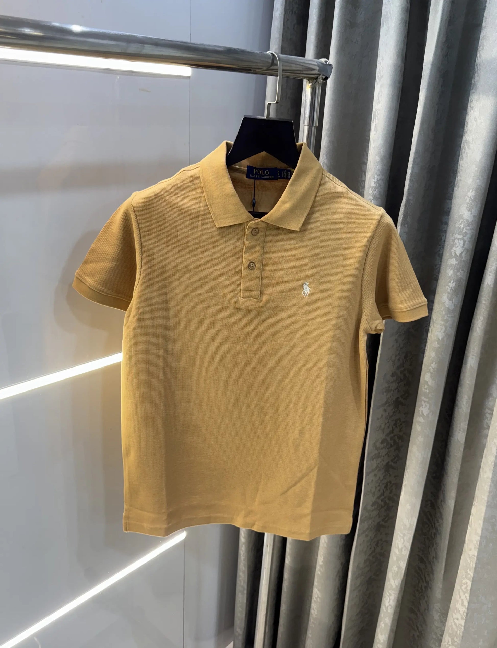 Ralph Lauren Beige Embroidery Logo Knitted Polo T-shirt