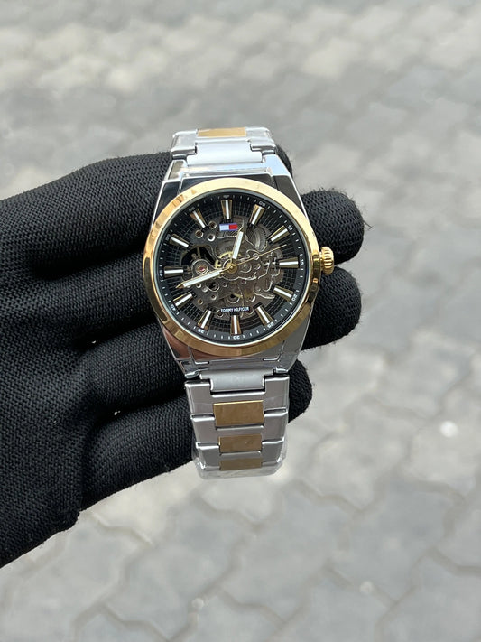 Tomm_y Hilfiger Chain Automatic Two Tone Black