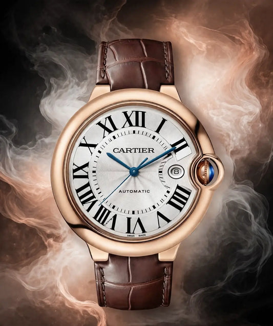 CARTIER BALLON BROWN ROSEGOLD WITH CROCO STRAP