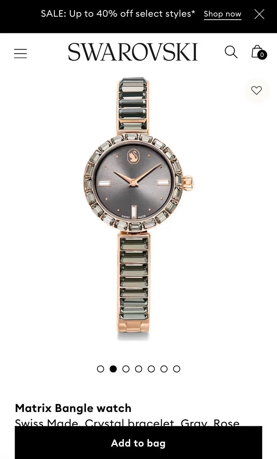 Swarovsk i Matrix Bangle Green Quartz Watch