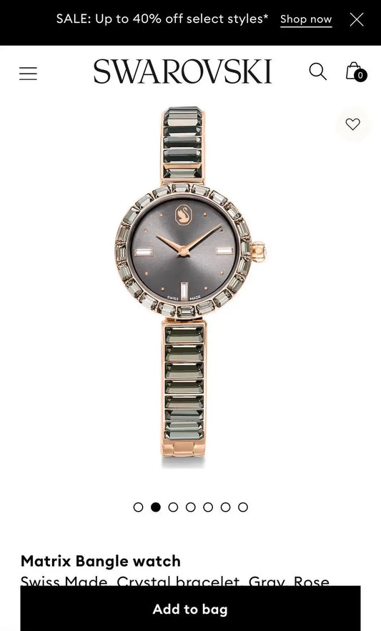Swarovsk i Matrix Bangle Green Quartz Watch