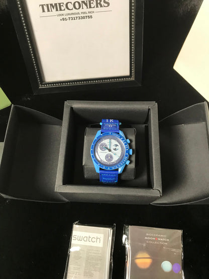 Swatch X Omega Bioceramic Moonswatch Mission To Moon Blue With Kit