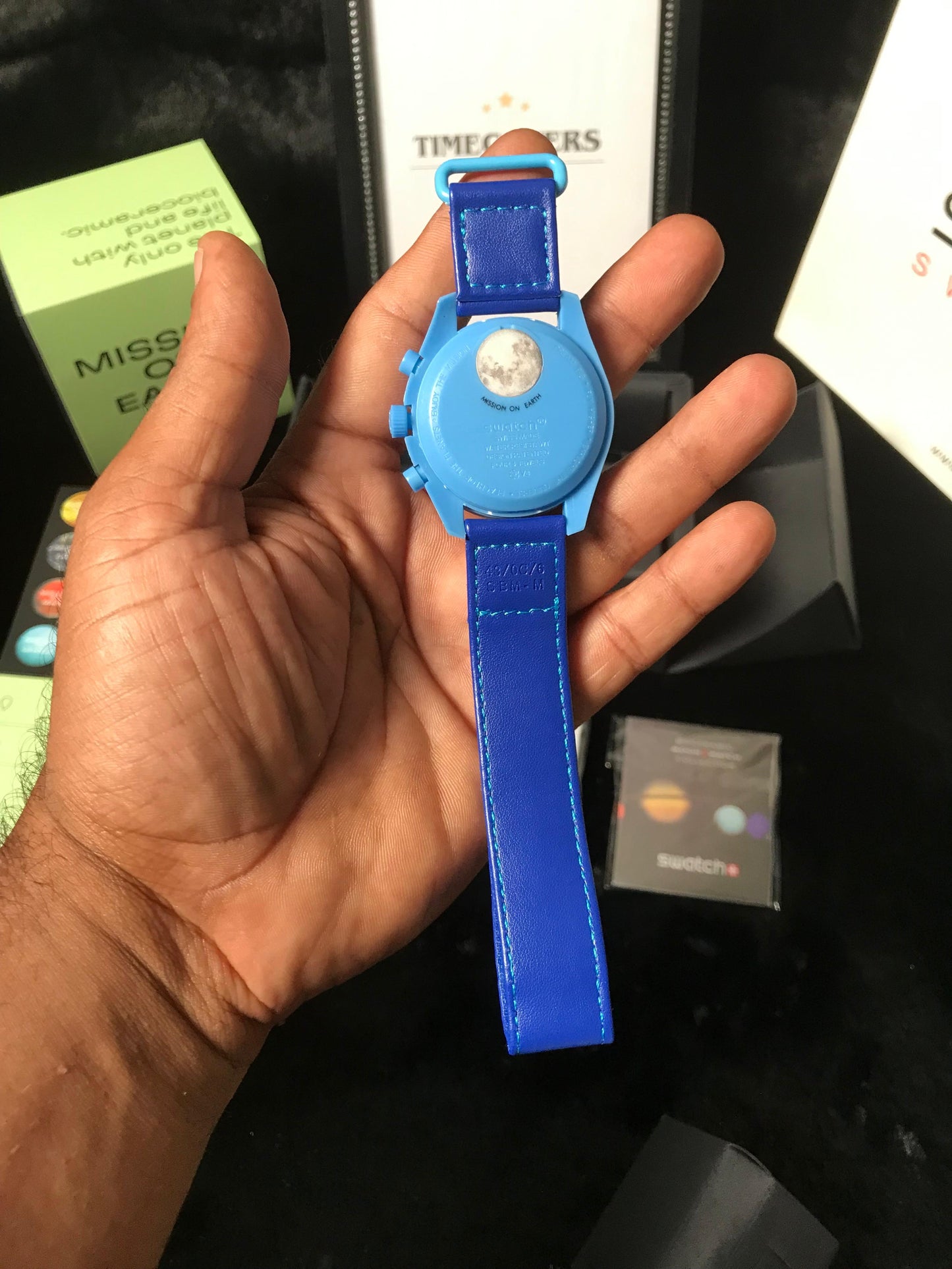 Swatch X Omega Bioceramic Moonswatch Mission To Moon Blue With Kit