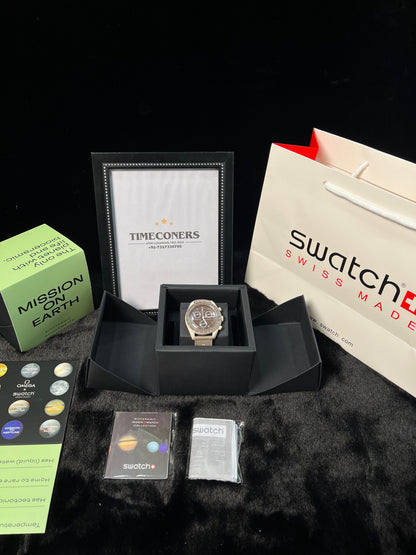 Swatch X Omega Bioceramic Moonswatch Mission To The Moon Earth With Kit