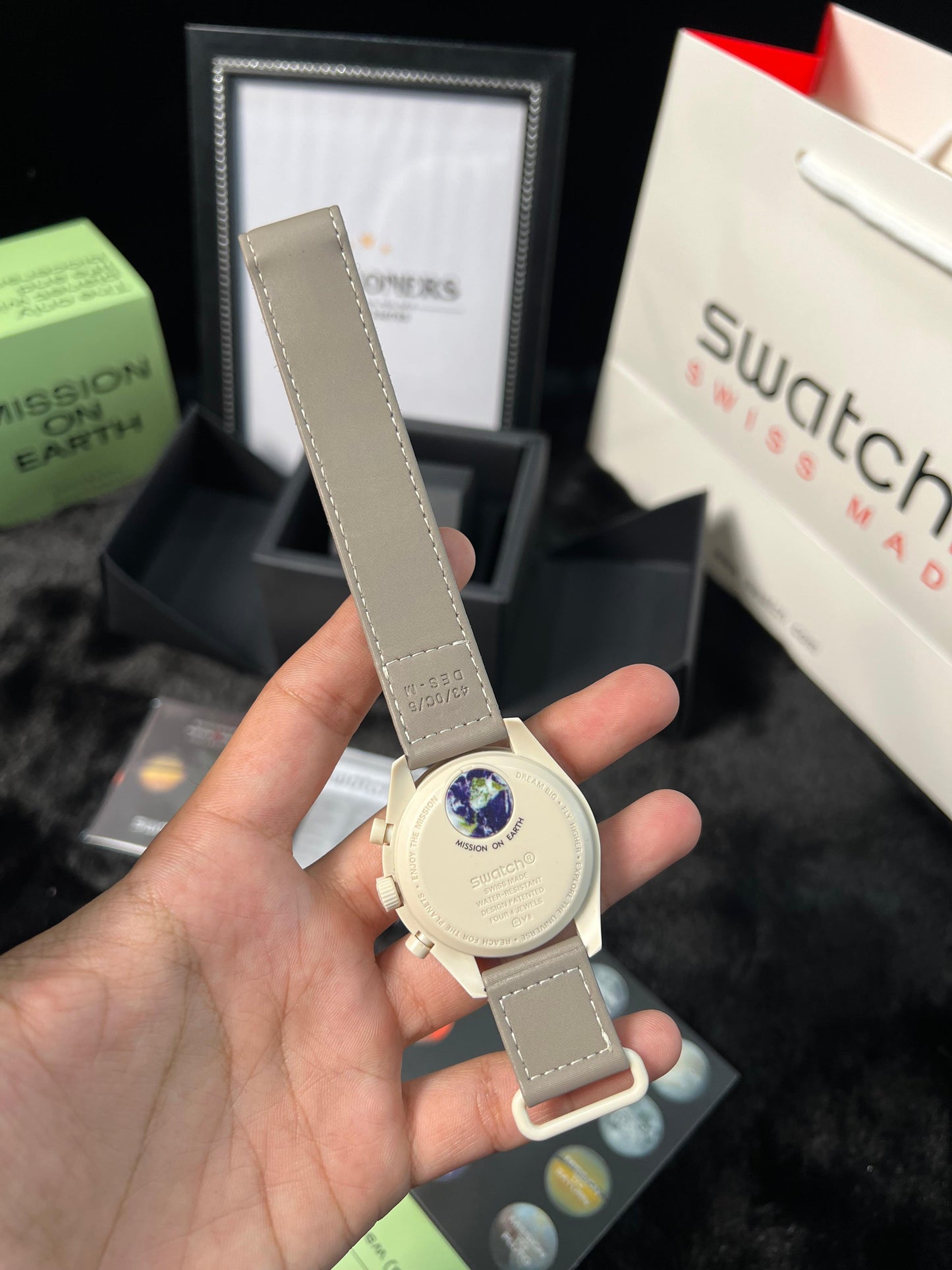 Swatch X Omega Bioceramic Moonswatch Mission To The Moon Earth With Kit