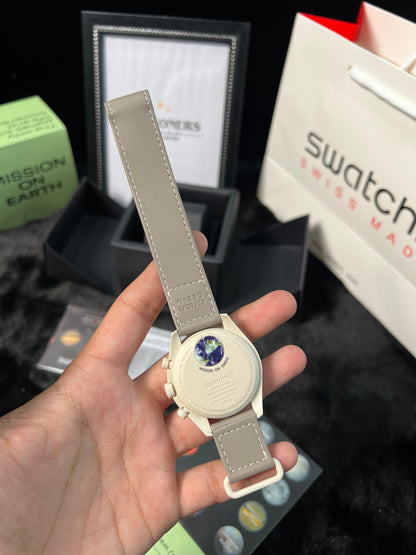 Swatch X Omega Bioceramic Moonswatch Mission To The Moon Earth With Kit