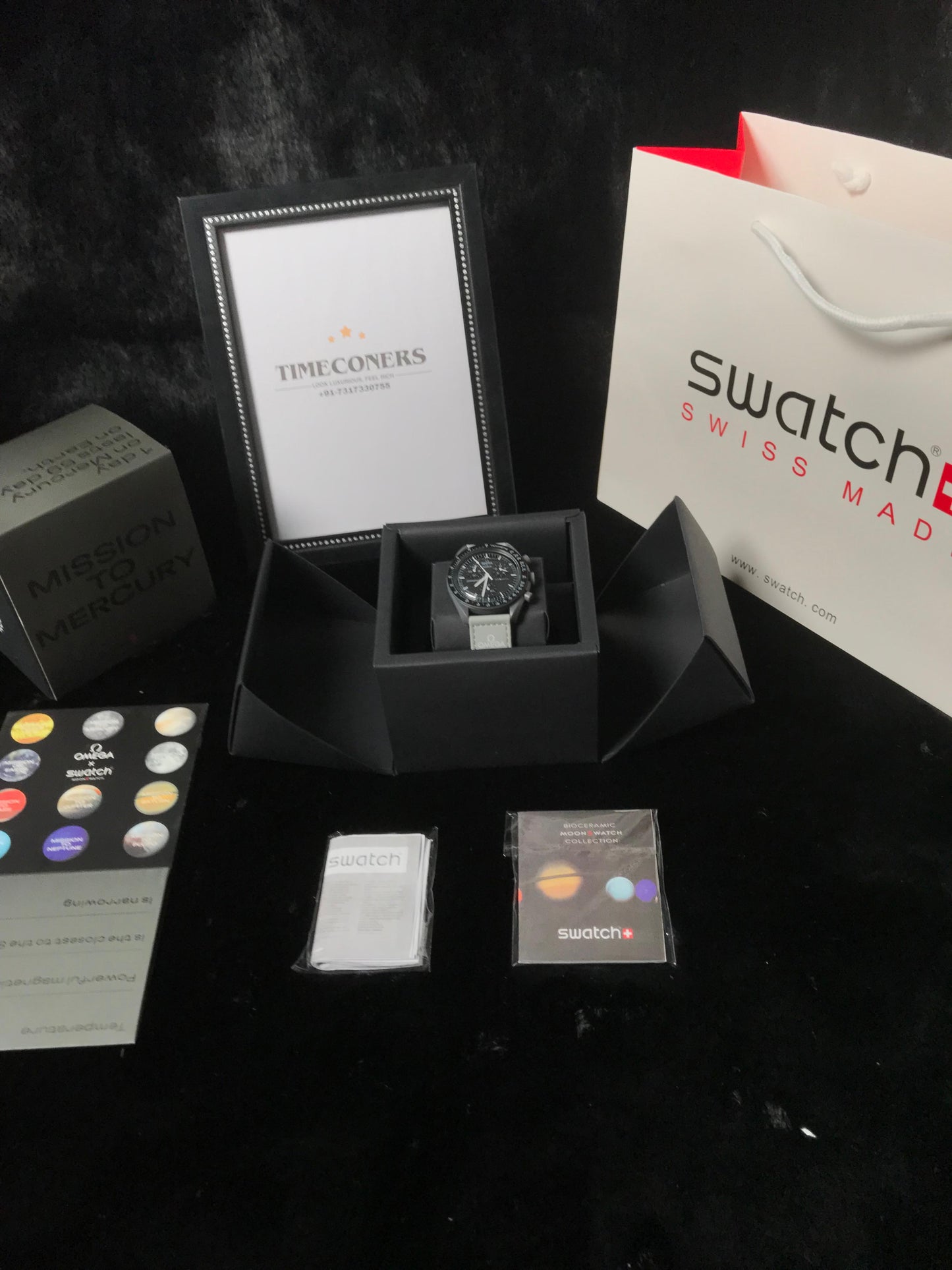 Swatch X Omega Bioceramic Moonswatch Mission To The Moon Mercury With Kit