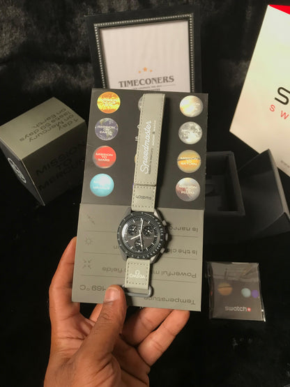Swatch X Omega Bioceramic Moonswatch Mission To The Moon Mercury With Kit