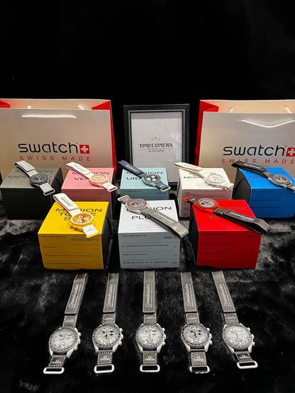Swatch X Omega Bioceramic Moonswatch Mission To The Moon Mercury With Kit