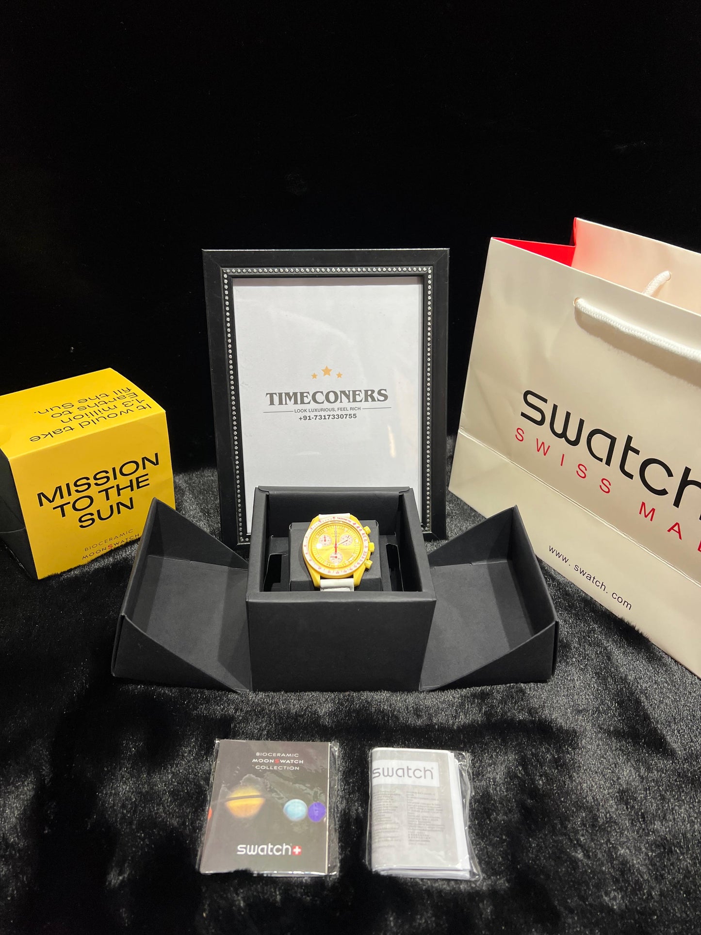 Swatch X Omega Bioceramic Moonswatch Mission To The Moon Sun With Kit