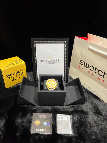 Swatch X Omega Bioceramic Moonswatch Mission To The Moon Sun With Kit