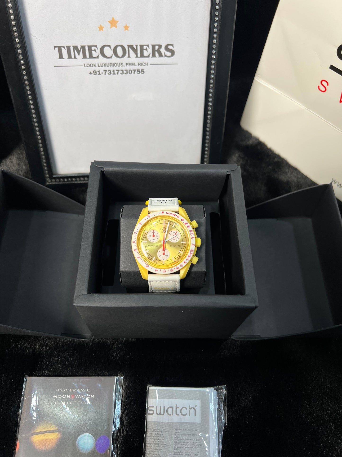 Swatch X Omega Bioceramic Moonswatch Mission To The Moon Sun With Kit