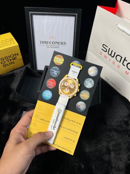 Swatch X Omega Bioceramic Moonswatch Mission To The Moon Sun With Kit