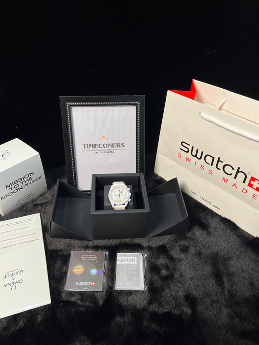 Swatch X Omega Bioceramic Moonswatch Mission To The Moon White With Kit