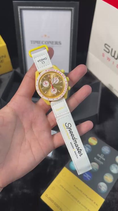 Swatch X Omega Bioceramic Moonswatch Mission To The Moon Sun With Kit